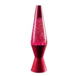 Bunte Lava-Lampe in Rot mit Glitzer, ideal als wissenschaftliches Dekorationsstück oder Geschenk.