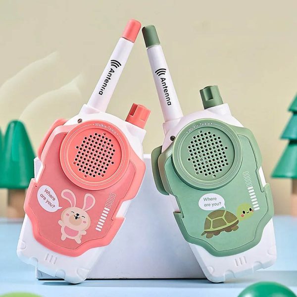 Spielzeug-Walkie-Talkies in Pastellfarben, ideal für Kinder, mit Tiermotiven und funktionalem Design, perfekt für Spiel und Kommunikation im Kinderzimmer.