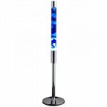 Moderne Lava-Lampe mit blauer Flüssigkeit und beweglichen Blasen, ideal als Dekoration oder Nachtlicht.