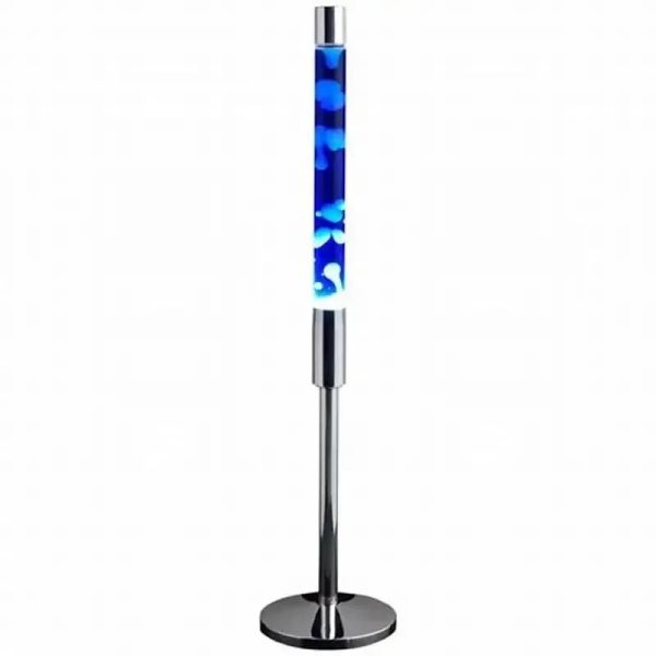 Moderne Lava-Lampe mit blauer Flüssigkeit und beweglichen Blasen, ideal als Dekoration oder Nachtlicht.