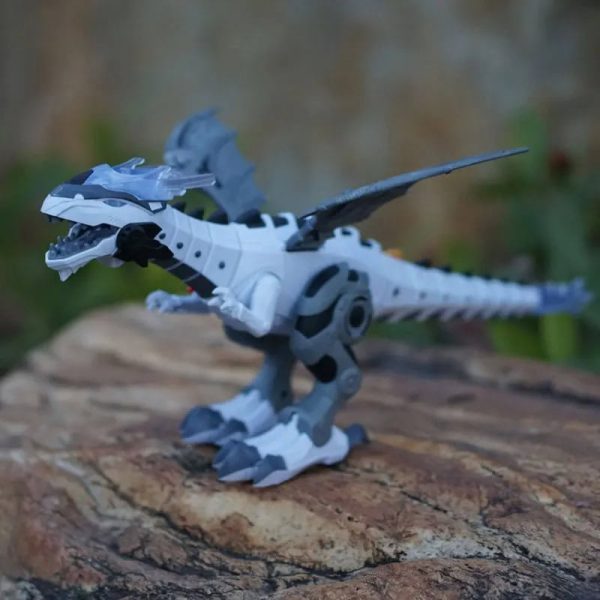 Interaktives Dinosaurier-Roboter-Spielzeug mit beweglichem Kopf, Armen und Schwanz, ideal für Kinder und Sammler, fördert Kreativität und technisches Verständnis.