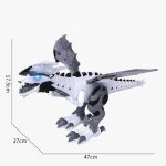 Detailliertes Kunststoff-Drachenmodell mit leuchtenden Augen, 17,5 cm hoch, 27 cm lang und 47 cm breit, ideal für Wissenschafts- und Dekorationszwecke.