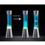 Blaues Lava-Lampe-Experiment, das den Fluss von Wachs in einer Lava-Lampe nach 30 Minuten zeigt.
