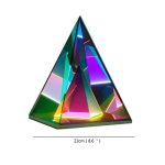 Bunte Kristallpyramide aus Glas mit Regenbogeneffekt, 22 cm hoch, dekoratives wissenschaftliches Objekt für Sammler und Dekoration.