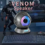 Hochwertiger Venom Lautsprecher mit futuristischem Design und LED-Beleuchtung, ideal für Gaming und Musik.