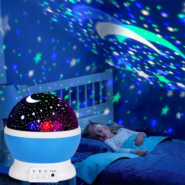 Sternenhimmel-Projektor für Kinder, der den Himmel an die Zimmerdecke projiziert und eine entspannte Schlafumgebung schafft. Perfekt für Kinderzimmer und als Geschenk.