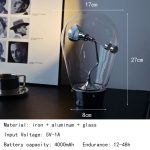 Dekoratives wissenschaftliches Pendel-Generator-Objekt aus Eisen, Aluminium und Glas, ideal für Wissenschafts- und Dekorationszwecke, misst 27 cm in der Höhe und 8 cm im Durchmesser.