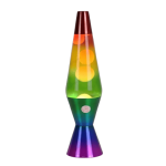 Farbige Lava-Lampe mit leuchtenden Kugeln in Rot, Gelb, Grün, Blau und Violett, ideal für Dekoration und wissenschaftliche Experimente.