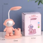 Süße Astronautenlampe mit LED, ideal für Kinderzimmer und Dekoration, in rosa Farbe, mit flexiblem Leselicht und USB-Stromversorgung.