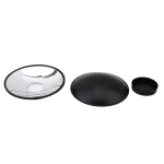 Elegantes Set aus drei schwarzen und transparenten Glas- und Keramikschalen, ideal für Dekoration und wissenschaftliche Präsentationen.
