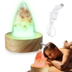 Dekorative Lava-Lampe mit buntem flüssigem Lavaeffekt auf Holzsockel, ideal für wissenschaftliche Dekorationen und entspannende Ambiente.