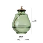 Elegante grüne Glasvase mit Metallverschluss, ideal für Dekoration und wissenschaftliche Präsentationen, Maße: 7,7 cm hoch, 5,9 cm breit, Fassungsvermögen: 100 ml.