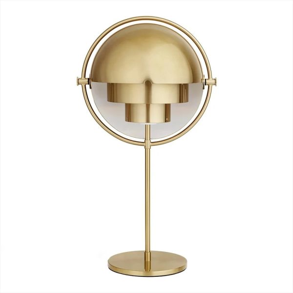 Elegante goldene Tischlampe mit modernem wissenschaftlichem Design, ideal für Dekorationen im wissenschaftlichen Stil oder als stilvolles Accessoire in modernen Räumen.