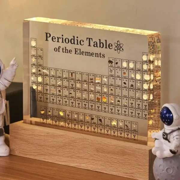 Dekoratives Periodensystem der Elemente auf Glas, ideal für Wissenschafts- und Chemieliebhaber, als stilvolle Raumdekoration oder Geschenk geeignet.