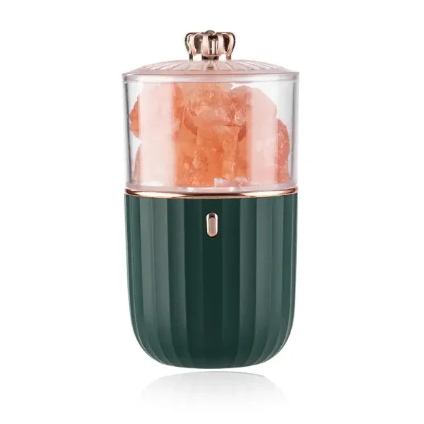 Moderne Salz- und Pfeffermühle im Retro-Stil mit transparentem oberen Teil und grünem unteren Gehäuse, ideal für Küchen und Esstische.