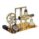 Präzises wissenschaftliches Experimentiergerät mit goldfarbenen Metallteilen, Glasbehälter und mechanischen Teilen, ideal für wissenschaftliche Demonstrationen und Dekorationen.