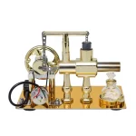 Hochwertiges wissenschaftliches Experimentiergerät mit goldfarbenen Komponenten, inklusive Röhre, Rädchen und Glasbehälter, ideal für Bildungs- und Dekorationszwecke.