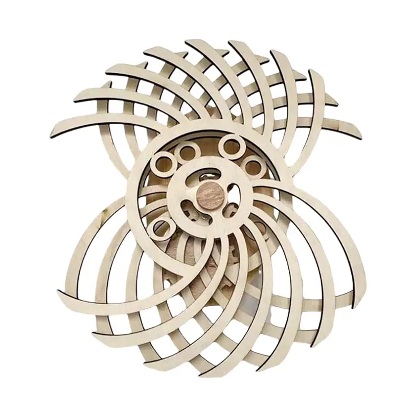 Dekoratives Holzobjekt mit spiralförmigem Design, ideal für Wissenschafts- und Dekorationszwecke.