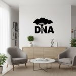 Modernes Wandbild mit DNA-Doppelhelix und Baumdesign, ideal für Wissenschafts- und Biologieliebhaber, als Dekoration für Wohnzimmer oder Büro.