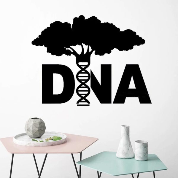 Dekoratives Wandbild eines DNA-Strangs, der in einen Baum übergeht, symbolisiert die Verbindung zwischen Genetik und Natur, ideal für Wissenschafts- und Biologieliebhaber.