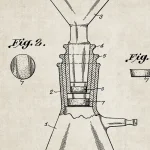 Detaillierte technische Zeichnung eines wissenschaftlichen Apparats mit Beschriftungen und Komponenten.
