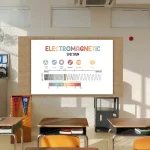 Lehrmaterial zum elektromagnetischen Spektrum mit sichtbarem Licht, Wellenlänge und Frequenz, ideal für den Unterricht.