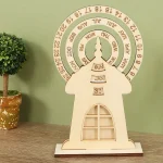Dekorativer Holz-Kalenderwecker mit Jahreszeiten- und Monatsanzeige, ideal für wissenschaftliche Dekorationen und als Geschenk.