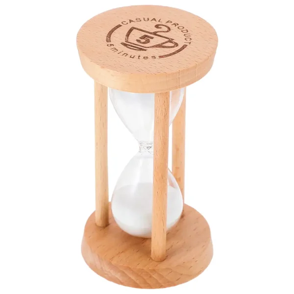 Sanduhr mit Holzrahmen und Sand, 5 Minuten Timer.