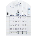 Dekorativer Januar-Kalender mit Meeresmotiven, kleinen Schiffen und Leuchttürmen, ideal für maritime Raumgestaltung und wissenschaftliche Dekorationen.
