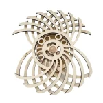 Dekoratives Holzobjekt mit spiralförmigem, geometrischem Design, ideal für Wissenschafts- und Dekorationsliebhaber, handgefertigt aus hochwertigem Holz.