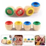 Bunte Holzringe zum Aufstecken, ideal für Kinder zum Spielen und Lernen.