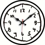 Runde Wanduhr mit schwarzem Rahmen und weißen Ziffern, zeigt die Zeit 10:10:30, ideal für wissenschaftliche Dekorationen und moderne Inneneinrichtung.