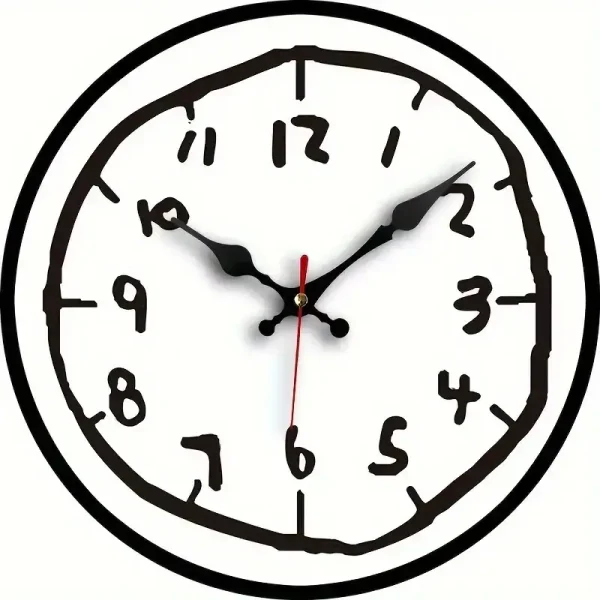 Runde Wanduhr mit schwarzem Rahmen und weißen Ziffern, zeigt die Zeit 10:10:30, ideal für wissenschaftliche Dekorationen und moderne Inneneinrichtung.