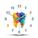 Kreative Zahnarzt-Uhr mit buntem Farbklecks-Design, ideal für Zahnarztpraxen und Dentalbüros, verbindet Funktionalität mit künstlerischem Stil.