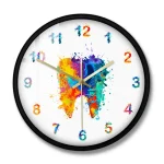 Wanduhr mit buntem Farbspritz-Design, modernes Dekor für Wissenschafts- und Kunstliebhaber, perfekte Geschenkidee für Technik- und Kunstenthusiasten.