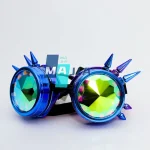 Bunte Science-Goggles med reflekterende linser og spikede rammer, perfekt til dekorative eller tematische videnskabsprojekter.