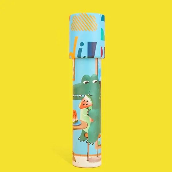 Bunte Schultrommel mit lustigem Krokodil-Motiv, ideal für Kinder, zum Lernen und Spielen, farbenfrohes Design, perfekt für den Schulanfang oder als Geschenk.