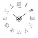 Moderne Wanduhr mit römischen Ziffern, ideal als wissenschaftliche Dekoration für Büro oder Zuhause. Elegantes Design, das Zeit und Wissenschaft verbindet.