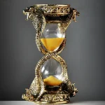 Elegante Sanduhr mit goldenen Drachen, die sich um das Glas winden, perfekt für wissenschaftliche Dekorationen und Sammlerstücke.