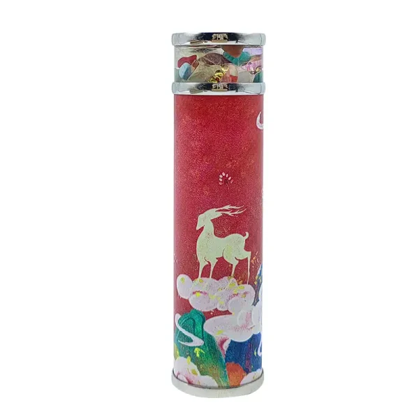 Kleine transparente Dose mit buntem Glitzer, verziert mit einem weißen Einhorn auf pinkem Hintergrund, ideal für Dekoration oder Sammelzwecke.