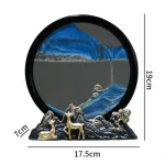 Dekoratives Wasser- und Landschaftsbild mit Figuren, ideal für Schreibtisch oder Regal, Maße: 17,5 x 19 cm, Höhe 7 cm.