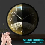 Moderne Nachtlicht-Uhr mit Mondmotiven, integriertem Soundkontrollsystem, ideal für wissenschaftliche Dekorationen und innovative Raumgestaltung.