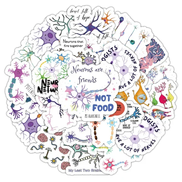 Illustration eines Gehirns mit neuronalen Verbindungen, Botschaften und wissenschaftlichen Elementen, die die Komplexität des menschlichen Nervensystems darstellen.