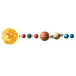 Modell des Sonnensystems mit Sonne, Planeten und Saturnringen, ideal für Wissenschaftsdekorationen und Bildungszwecke.