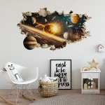 Hochwertiges Wandbild mit Planeten und Sternen, ideal für Wissenschafts- und Raumfahrtliebhaber, perfekt für Kinderzimmer oder Wohnzimmer.
