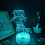 Leuchtendes 3D-Nachtlicht eines Astronauten in Weltraumanzug, das auf einem Sockel steht, ideal für Kinderzimmer und Science-Fans.