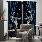 Astronauten-Bildschirmvorhang mit Weltraum-Design, ideal für Science-Fiction- und Weltraumfans, bringt eine galaktische Atmosphäre in Ihr Zuhause oder Büro.