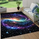 Raumfahrt-Design mit Galaxie und Sternen, ideal für moderne Wohnräume, Schlafzimmer oder Büro. Hochwertiger, langlebiger Teppich mit beeindruckendem Weltraummotiv.
