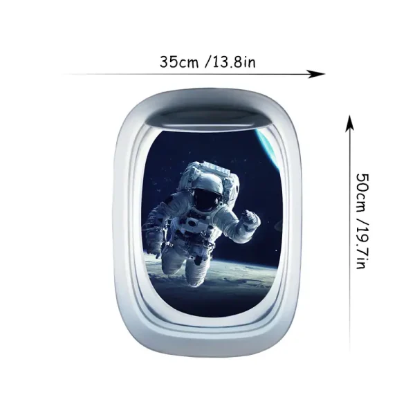 Fenster mit Astronaut im All, ideal für Science-Gadgets und Raumfahrt-Dekorationen. Perfekt für Science-Boutique, die futuristische und wissenschaftliche Themen hervorhebt.
