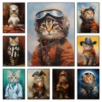 Niedliche Katzen in Raumfahrtkostümen, mit Helmen und Astronautenausrüstung, als künstlerische Illustrationen für Science-Gadgets und Dekorationen.